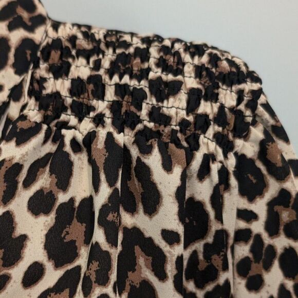 A Love Story Leopard Print Tie-Neck Blouse | Women’s L | Long Sleeve, Polyester - Picture 7 of 7
